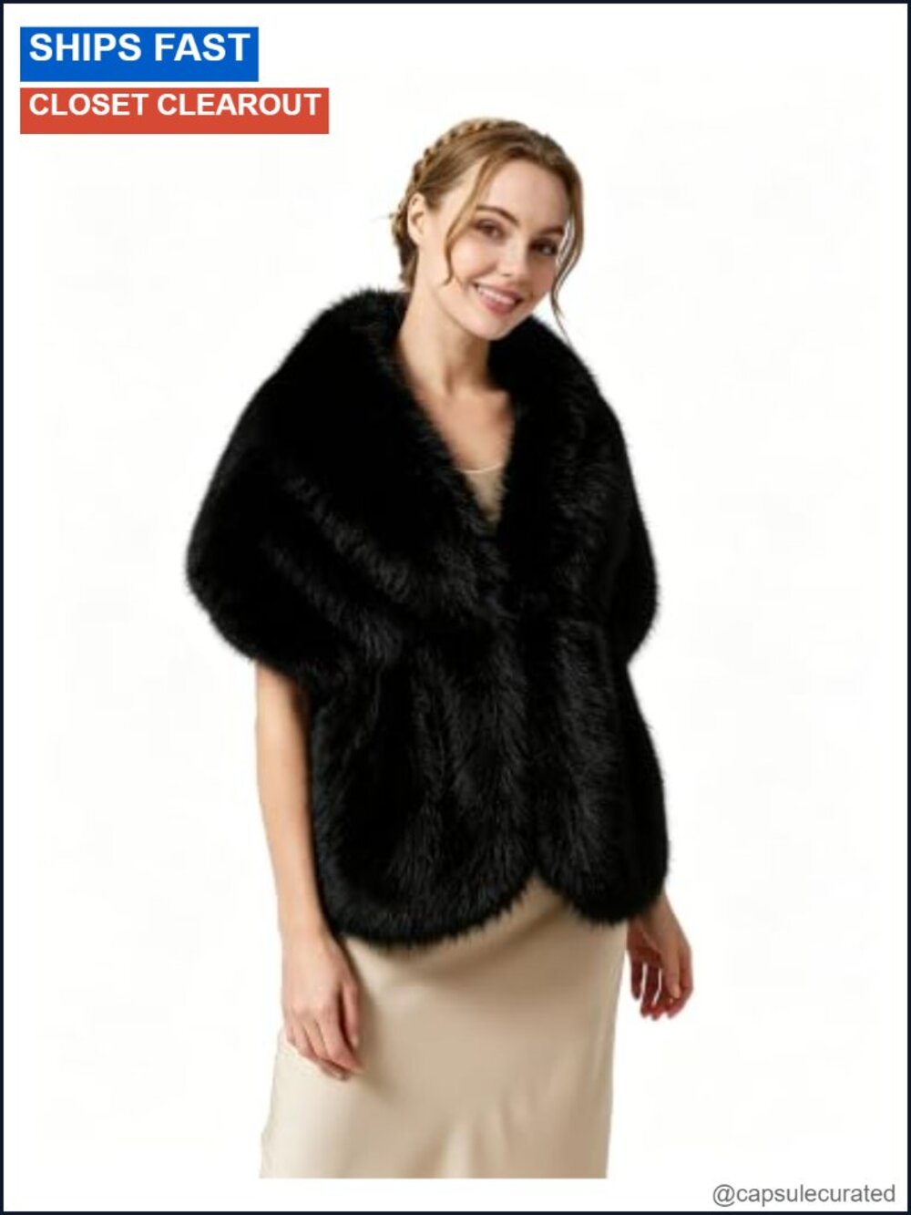 Faux Fur Shawl Wrap Evening Stole Scarf for Women Cold Weather